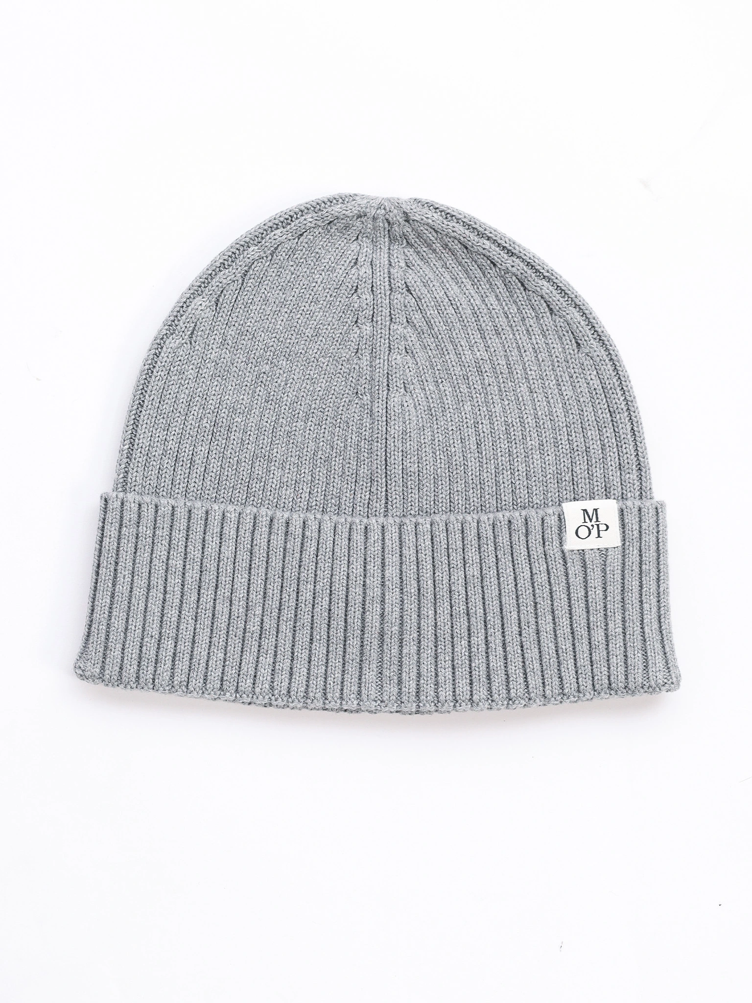 Шапка-бини серого цвета с отворотом из хлопка